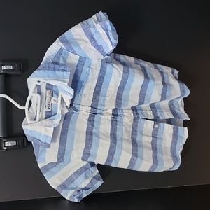 Kids Headquarters Button Down Shirt, Blue White 3T Toddler Worn